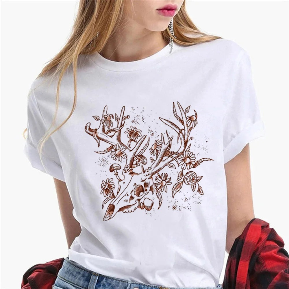T-shirt graphique en coton à col rond