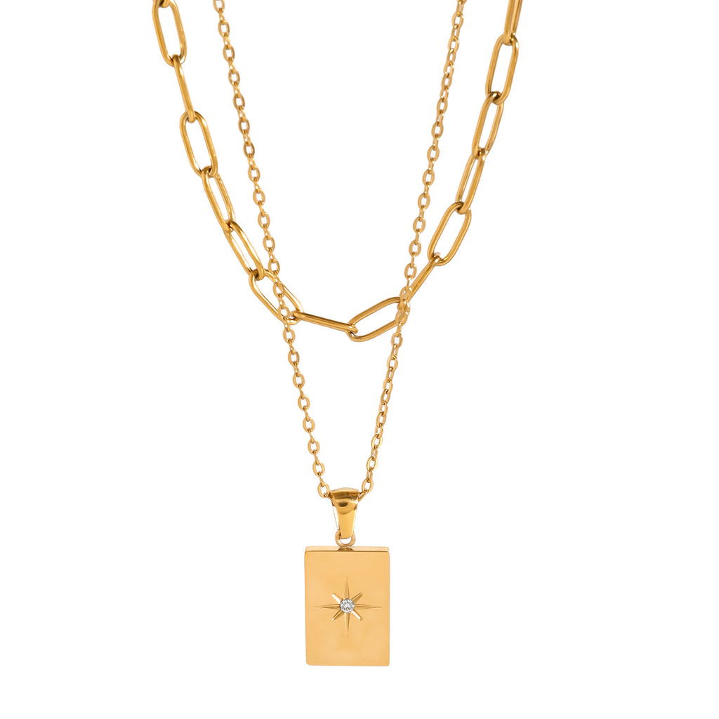 Collier doré double rang étoilé