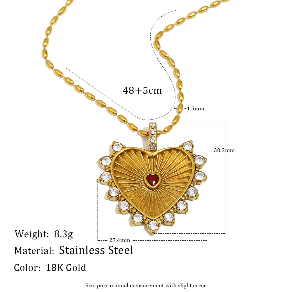 Collier cœur en acier inoxydable plaqué or 18 carats | LSDJ