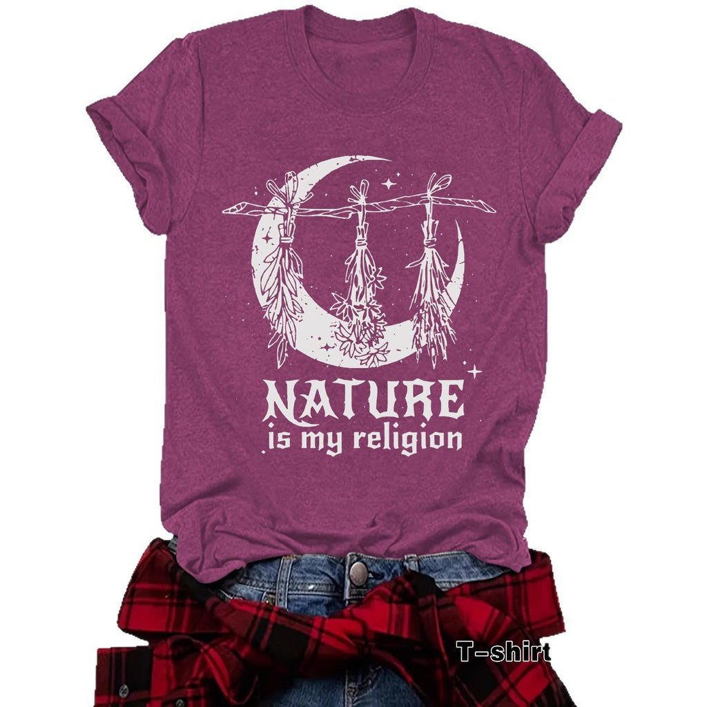 T-shirt imprimé à motif céleste de sorcière