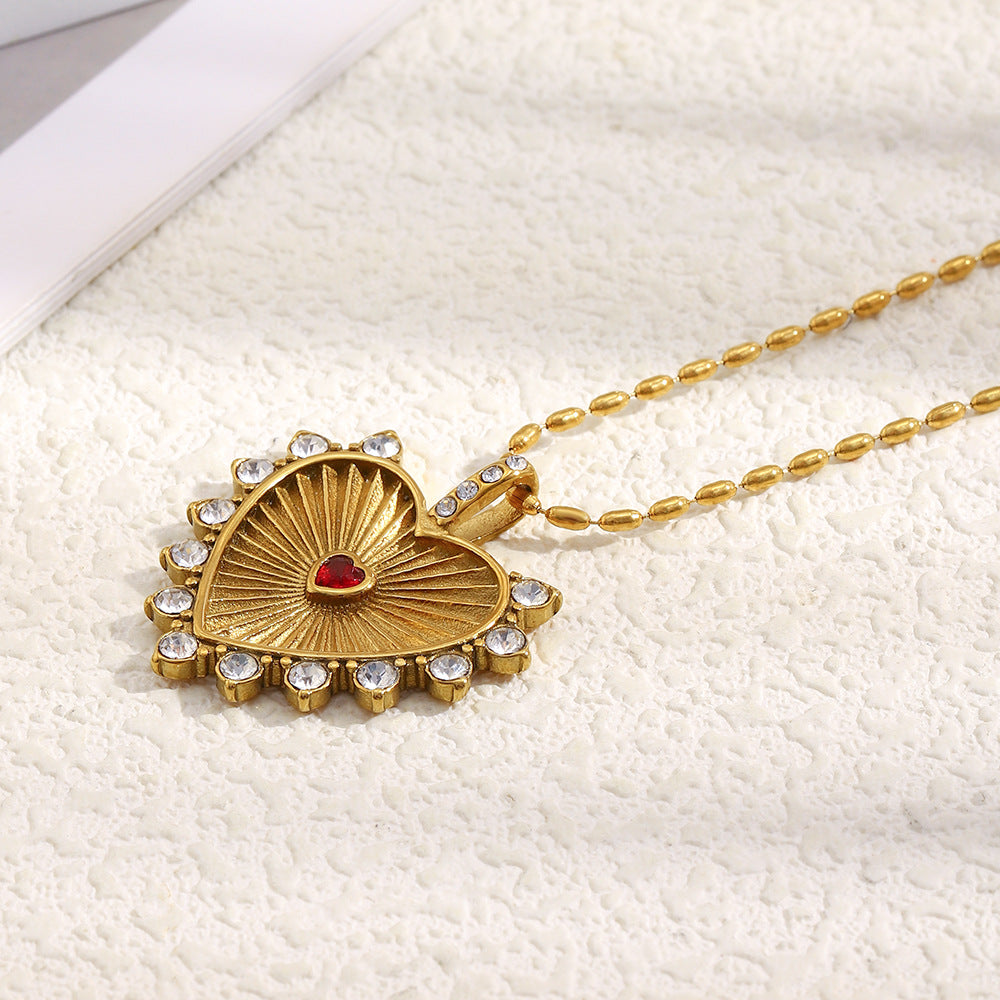Collier cœur en acier inoxydable plaqué or 18 carats | LSDJ