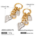 Boucles d’oreilles pendantes cœur en acier doré et zircon | LSDJ