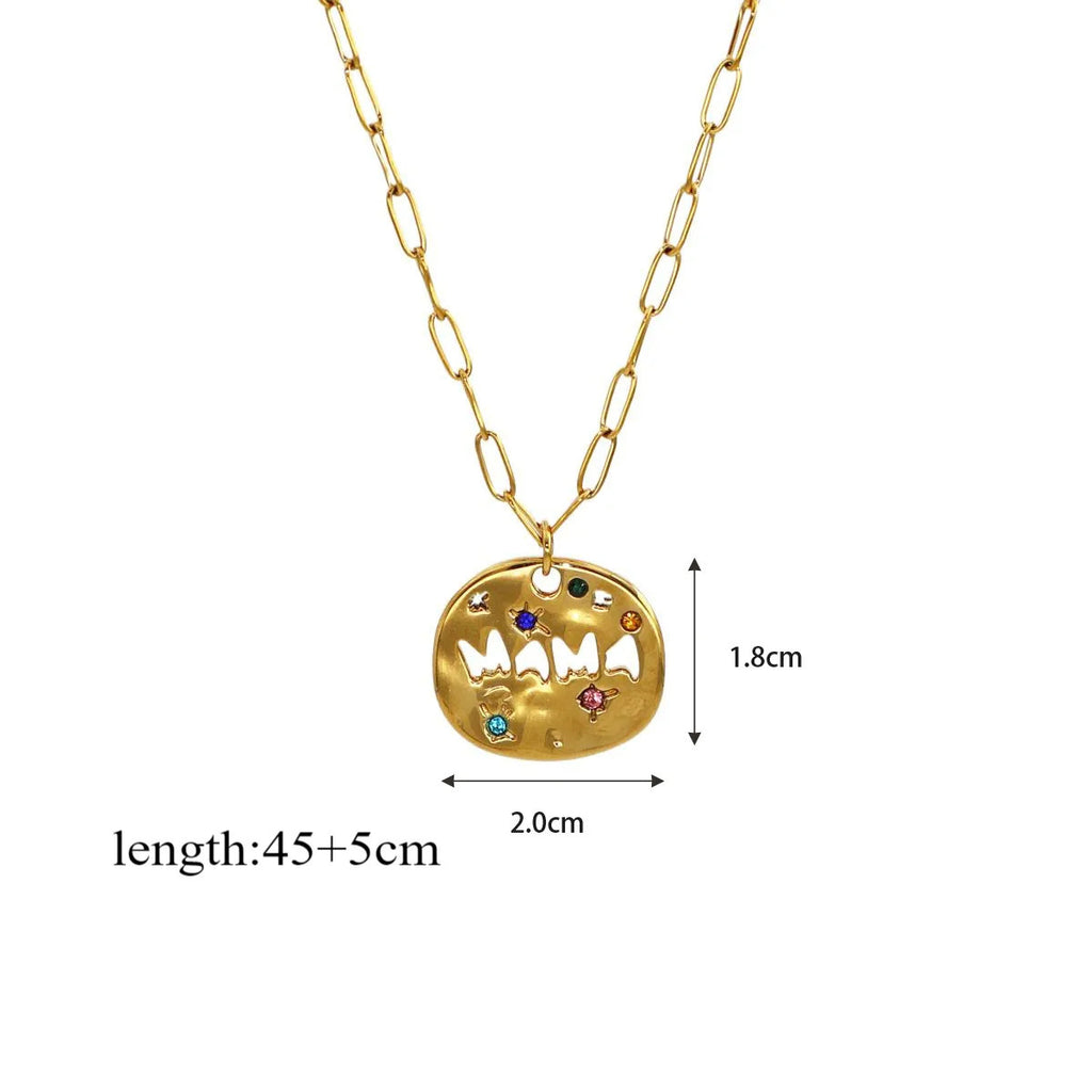 Collier rond à inscription Mama, Mom ou LOVE