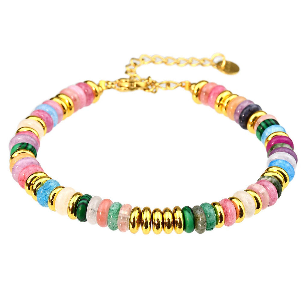 Bracelet en perles de pierres naturelles colorées