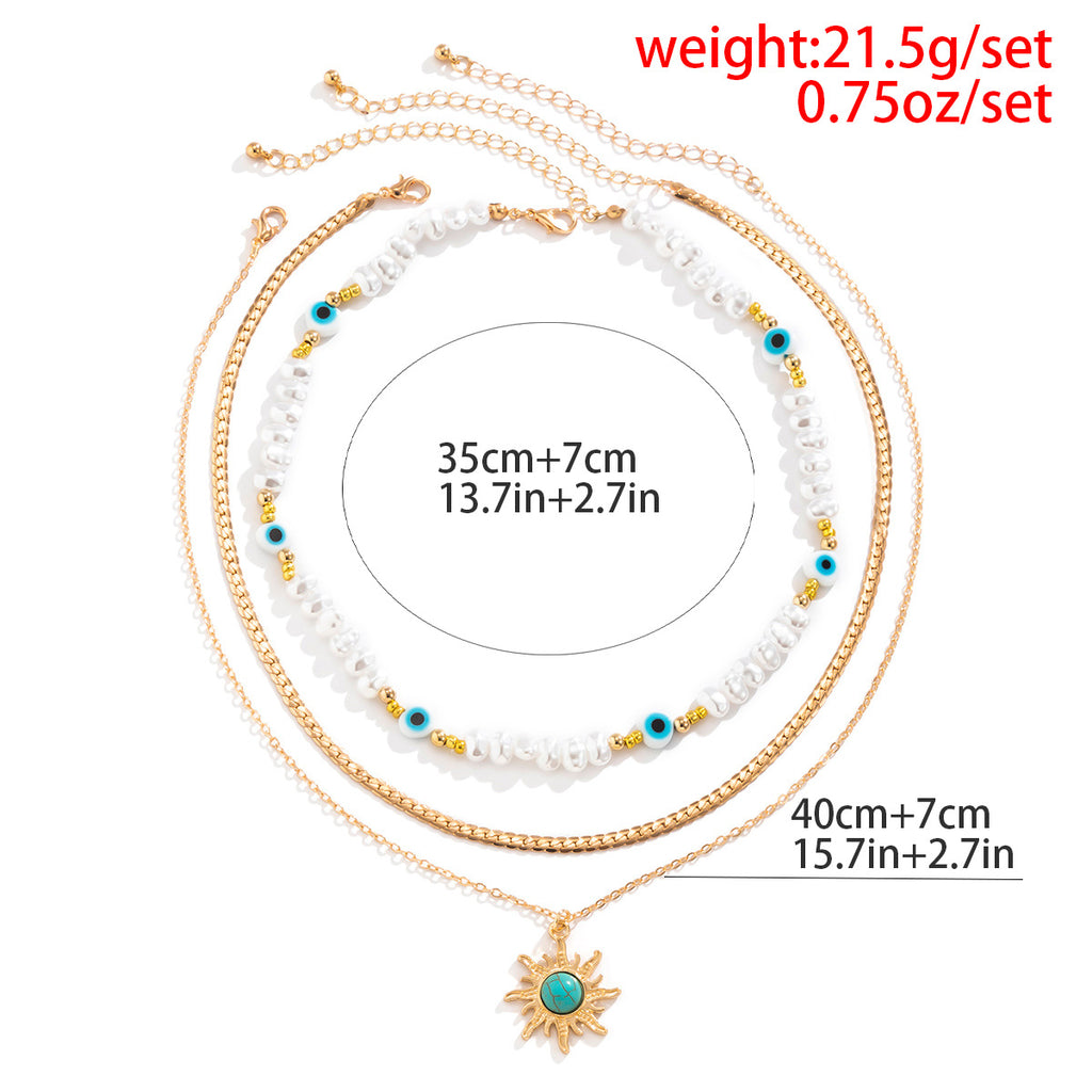 Collier vintage à pendentif œil turquoise