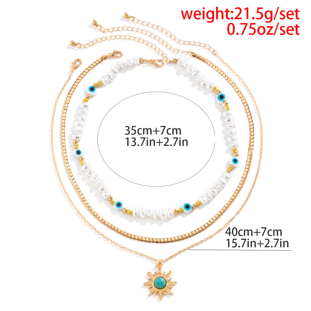 Collier vintage à pendentif œil turquoise