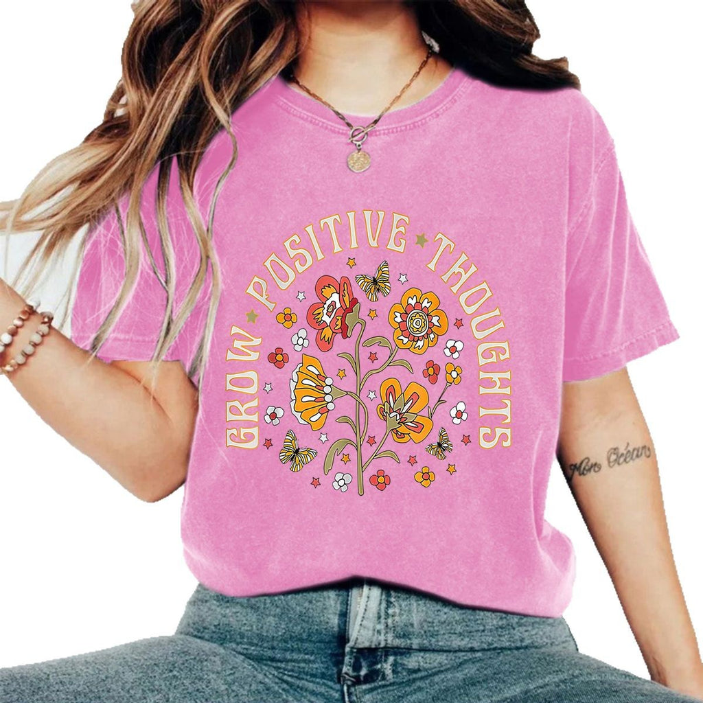 T-shirt délavé GROW POSITIVE
