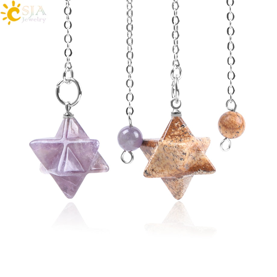 Pendule Merkabah en pierre naturelle