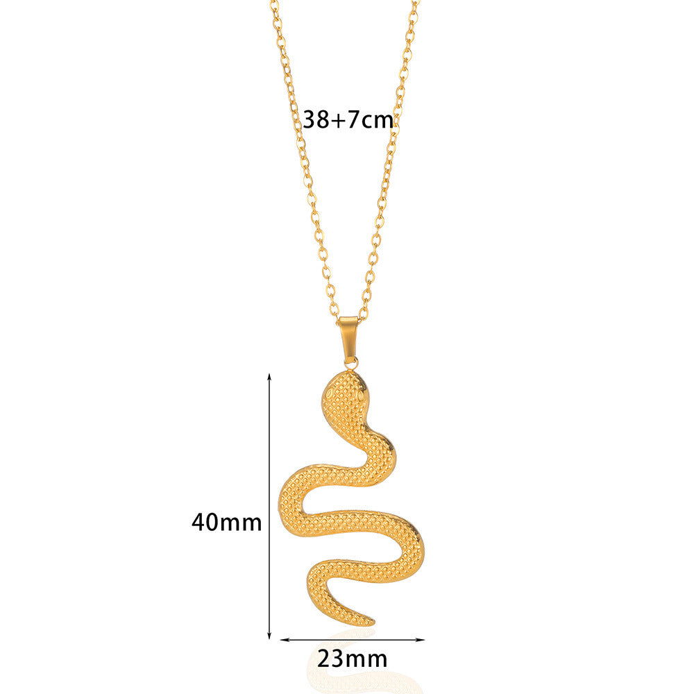 Collier pendentif serpent doré rétro