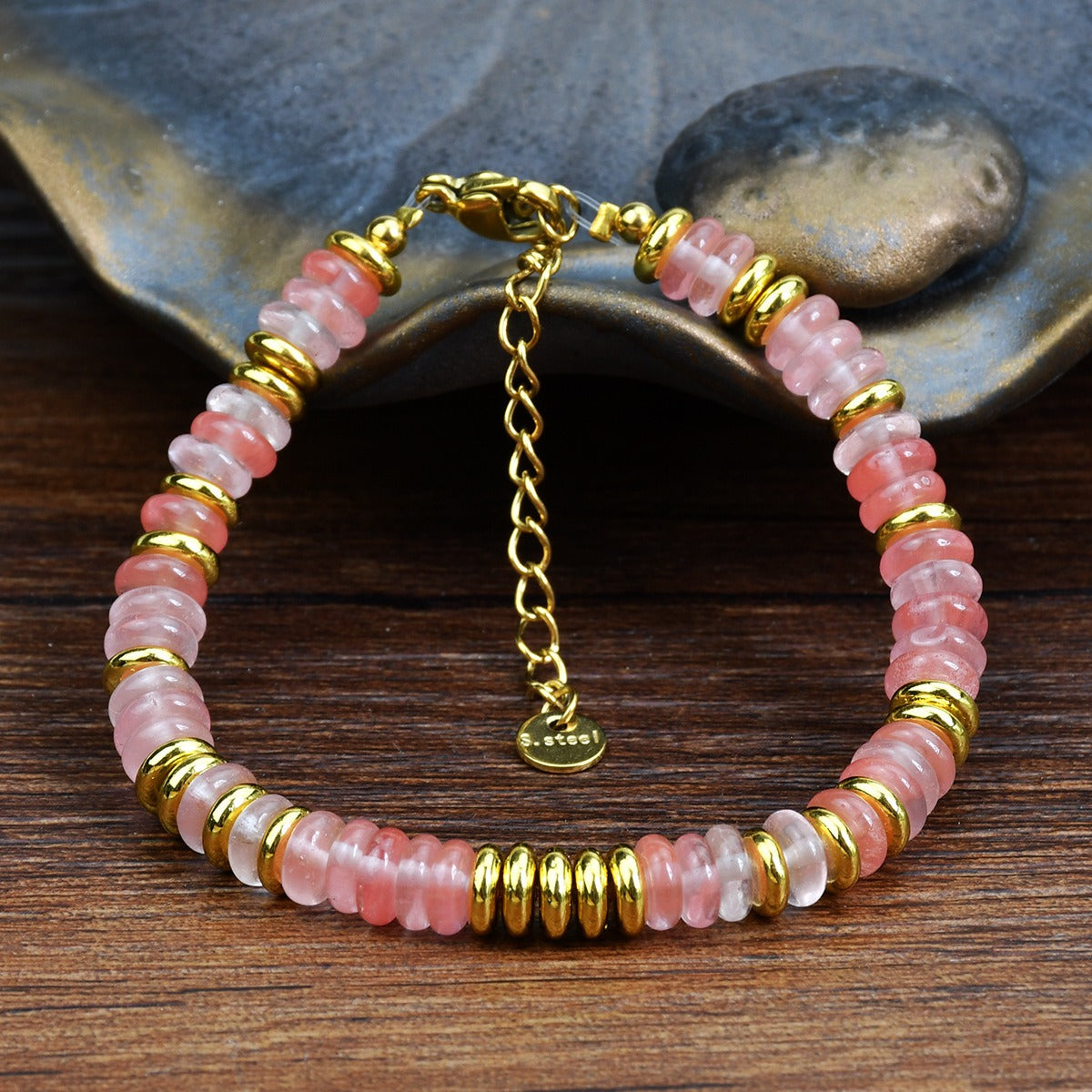 Bracelet en perles de pierres naturelles colorées