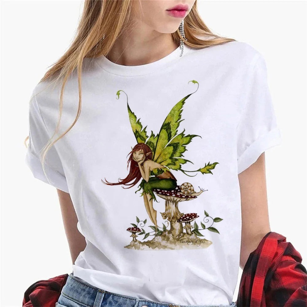 T-shirt graphique en coton à col rond