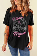 T-shirt noir graphique en coton