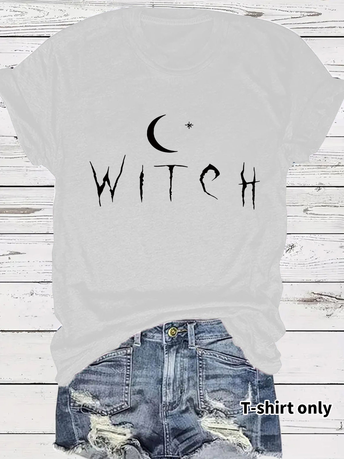 T-shirt à col rond à motif sorcière
