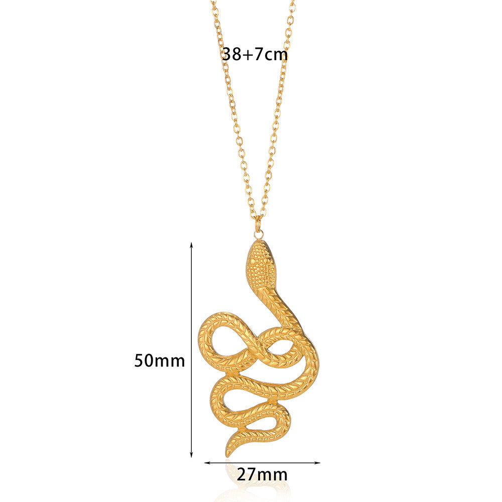 Collier pendentif serpent doré rétro