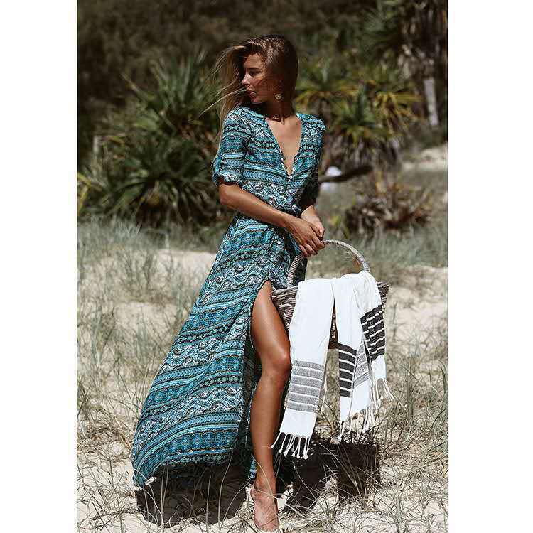 Robe longue bohème imprimée