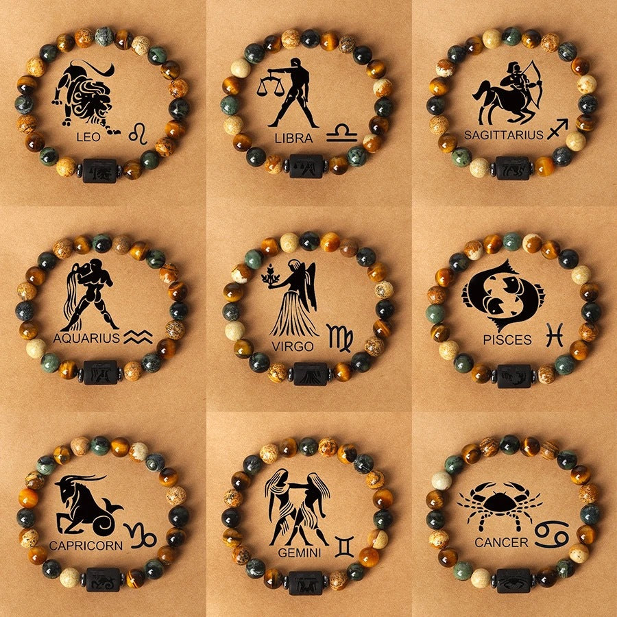 Bracelet zodiacal en perles de pierre naturelle