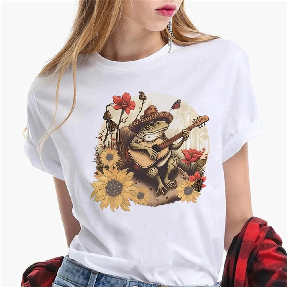 T-shirt graphique en coton à col rond