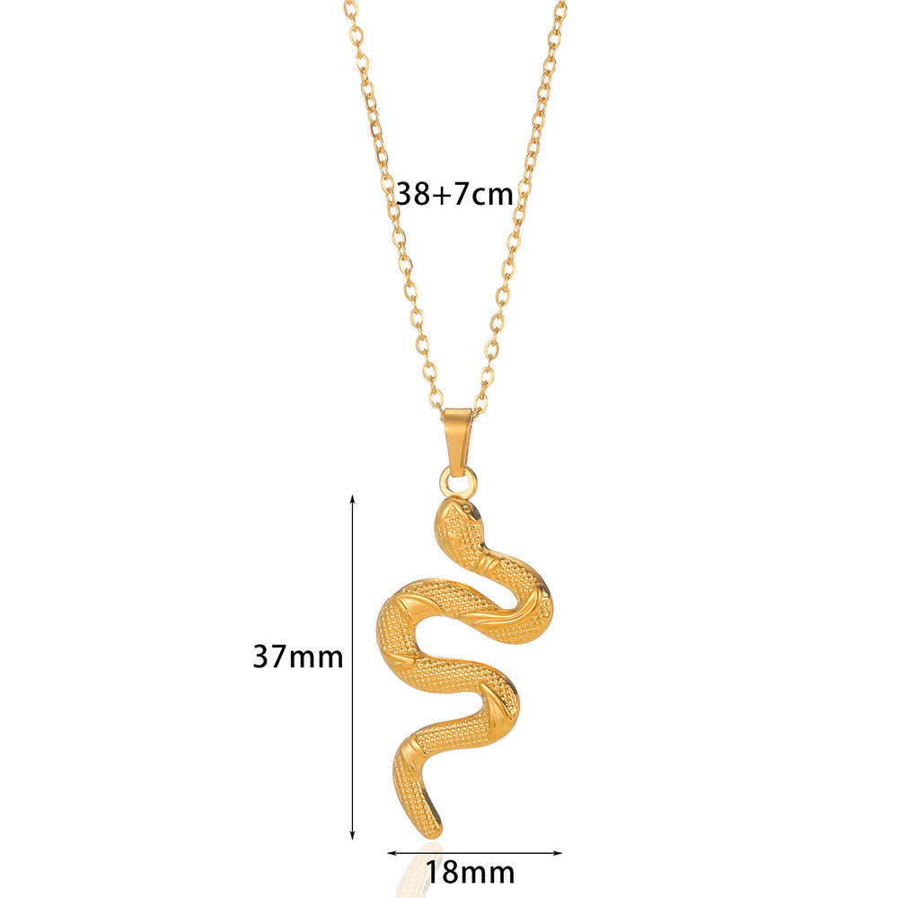Collier pendentif serpent doré rétro
