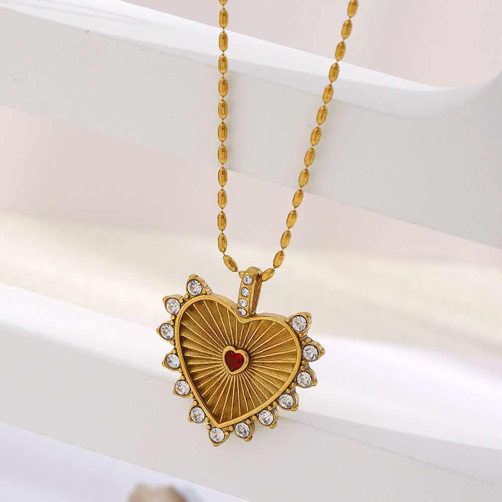 Collier cœur en acier inoxydable plaqué or 18 carats | LSDJ