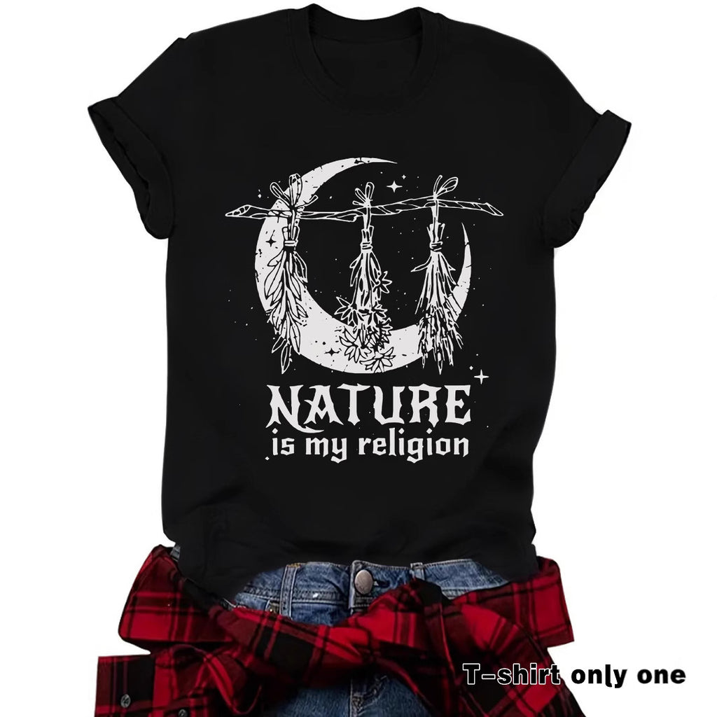 T-shirt imprimé à motif céleste de sorcière