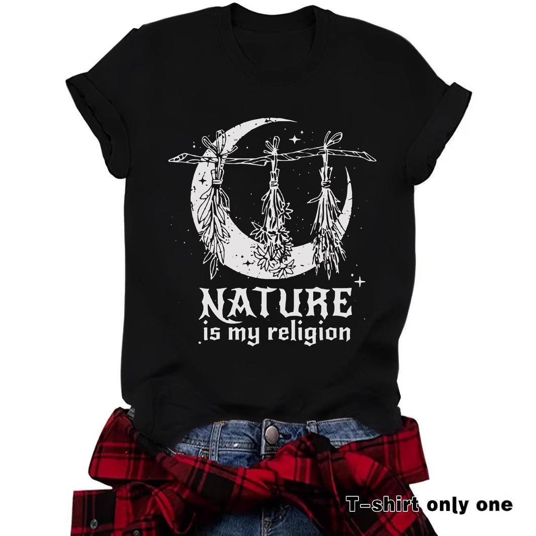 T-shirt imprimé à motif céleste de sorcière