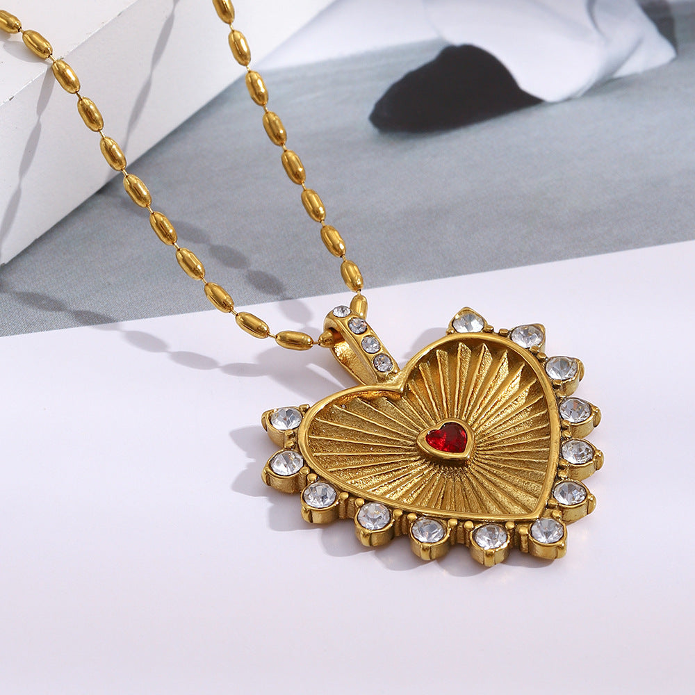 Collier cœur en acier inoxydable plaqué or 18 carats | LSDJ