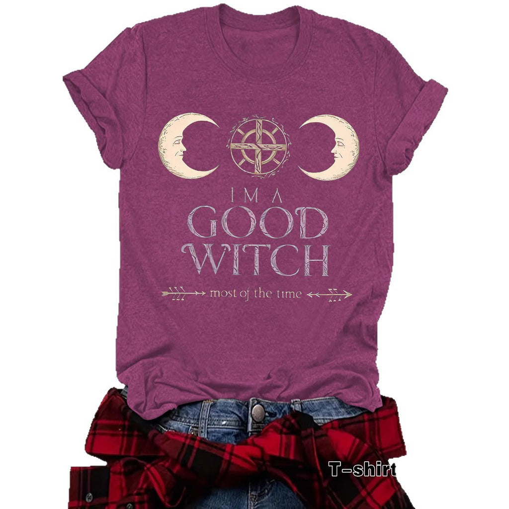 T-shirt imprimé à motif céleste de sorcière