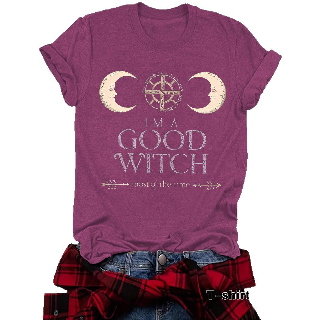 T-shirt imprimé à motif céleste de sorcière