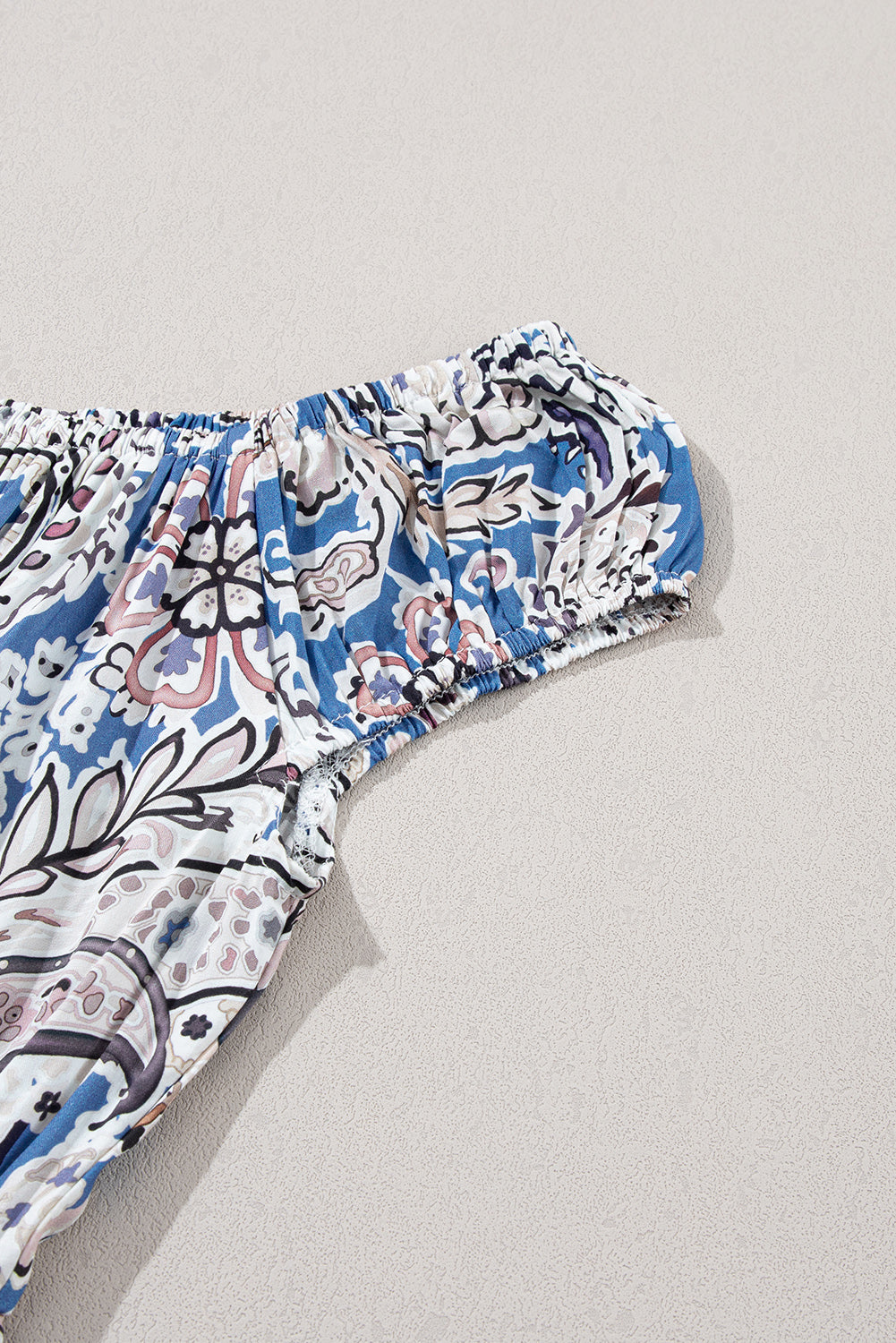 Robe longue bohème bleue à motif cachemire