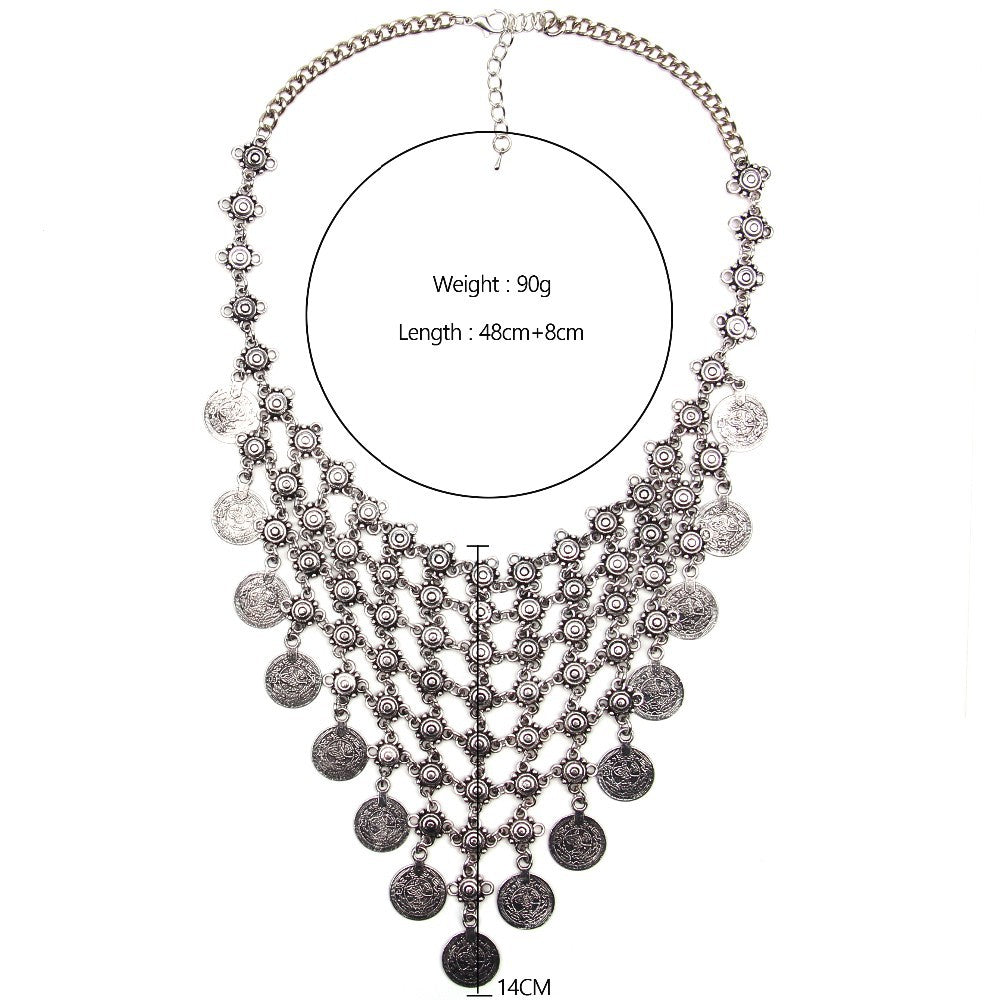 Collier argenté vintage à pendentifs
