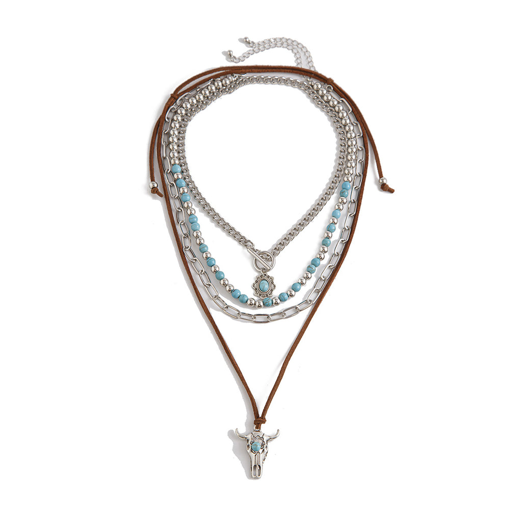 Collier bohème multirang turquoise
