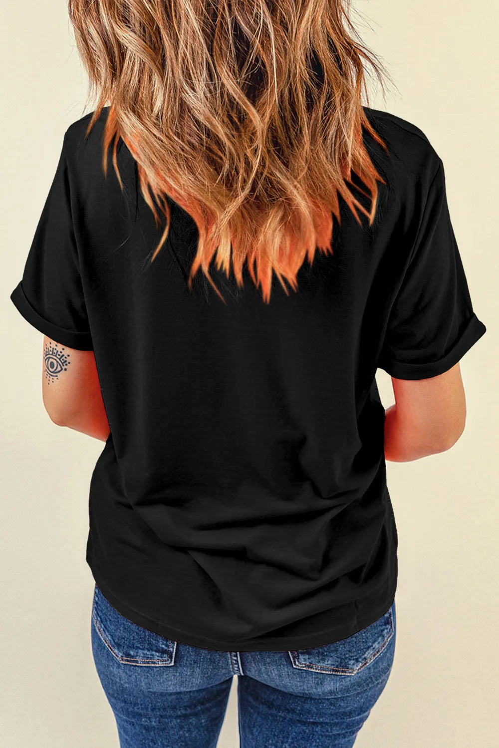 T-shirt noir graphique en coton