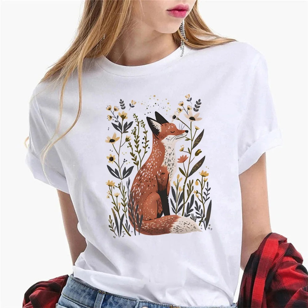 T-shirt graphique en coton à col rond