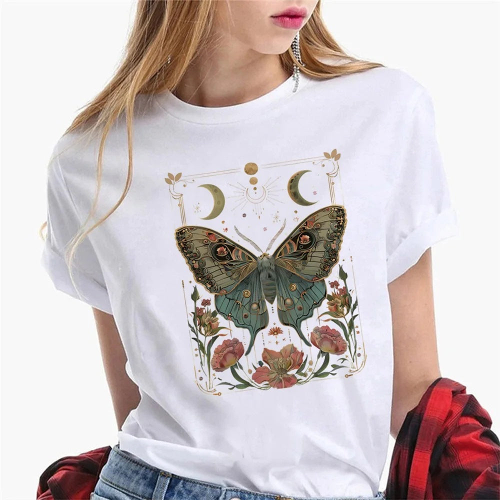 T-shirt graphique en coton à col rond