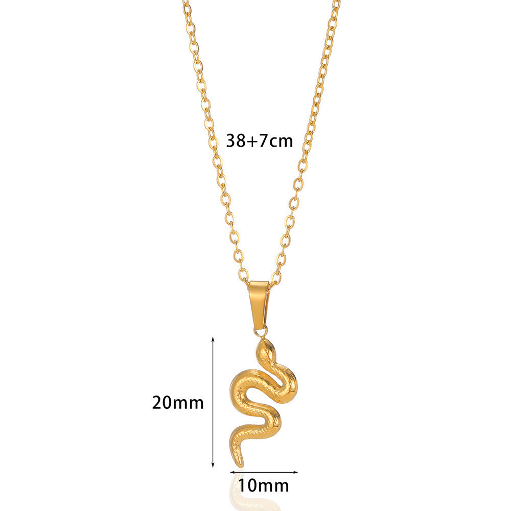 Collier pendentif serpent doré rétro