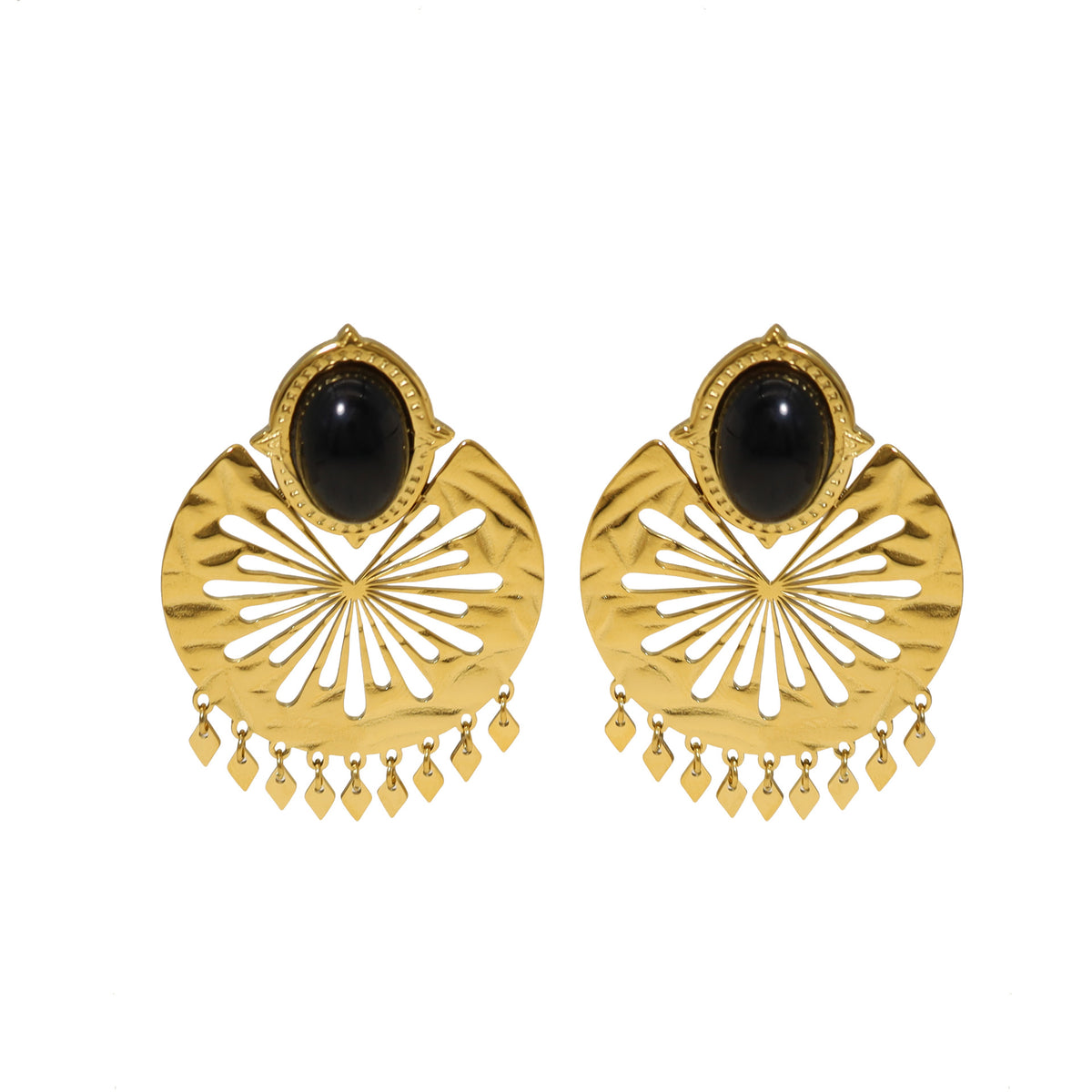 Boucles d’oreilles dorées géométriques en acier titane
