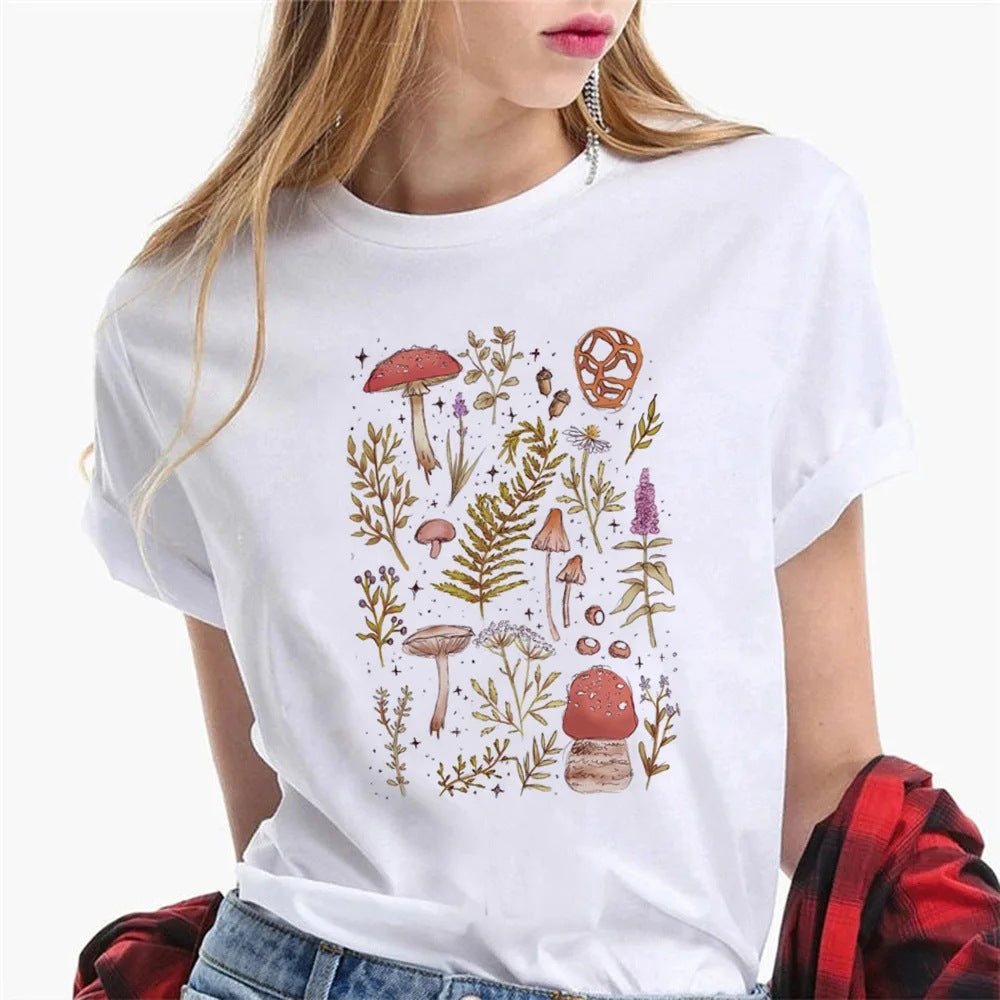 T-shirt graphique en coton à col rond