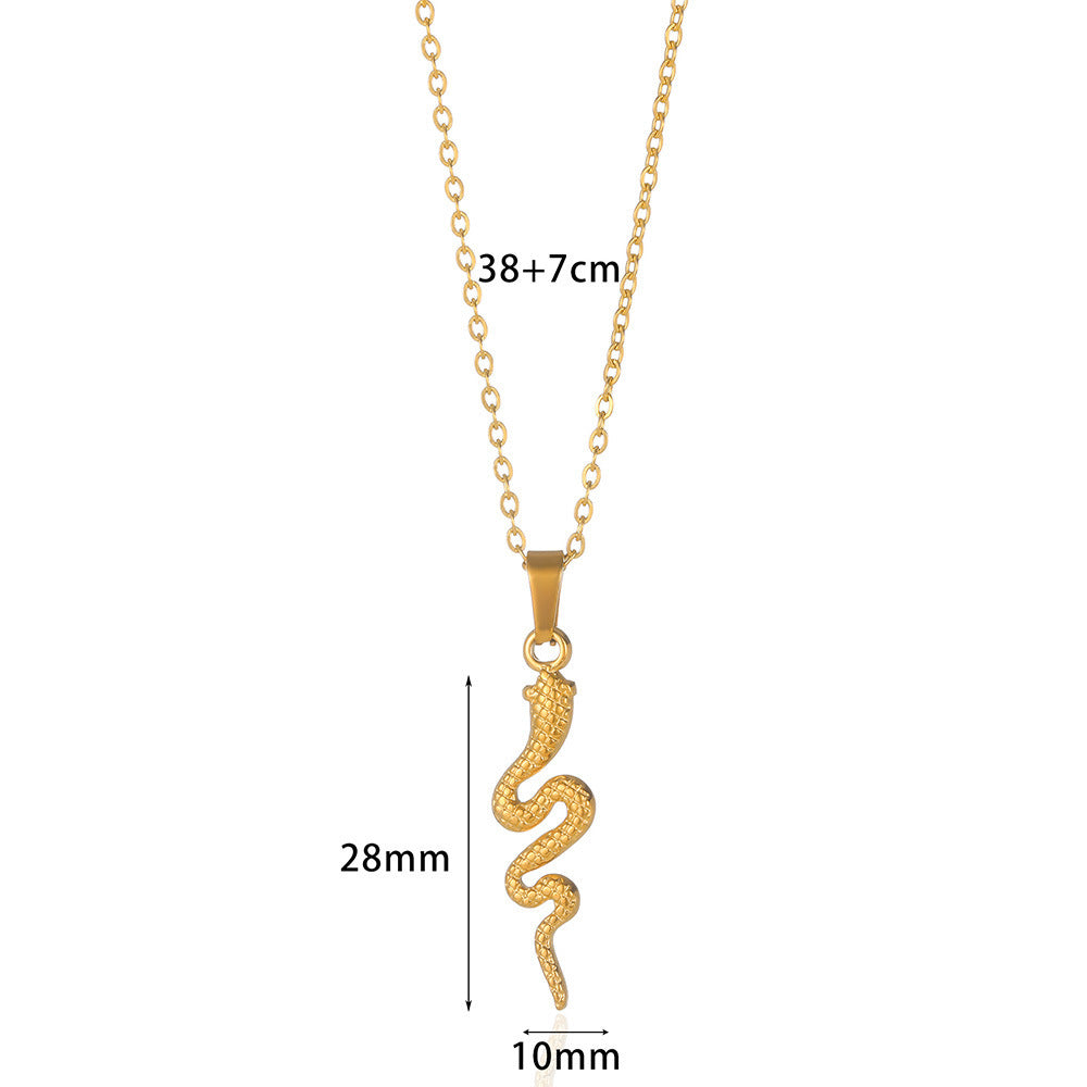 Collier pendentif serpent doré rétro