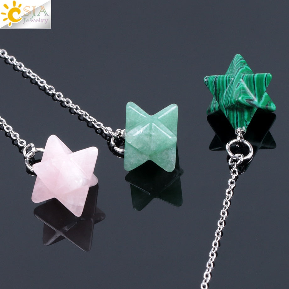 Pendule Merkabah en pierre naturelle