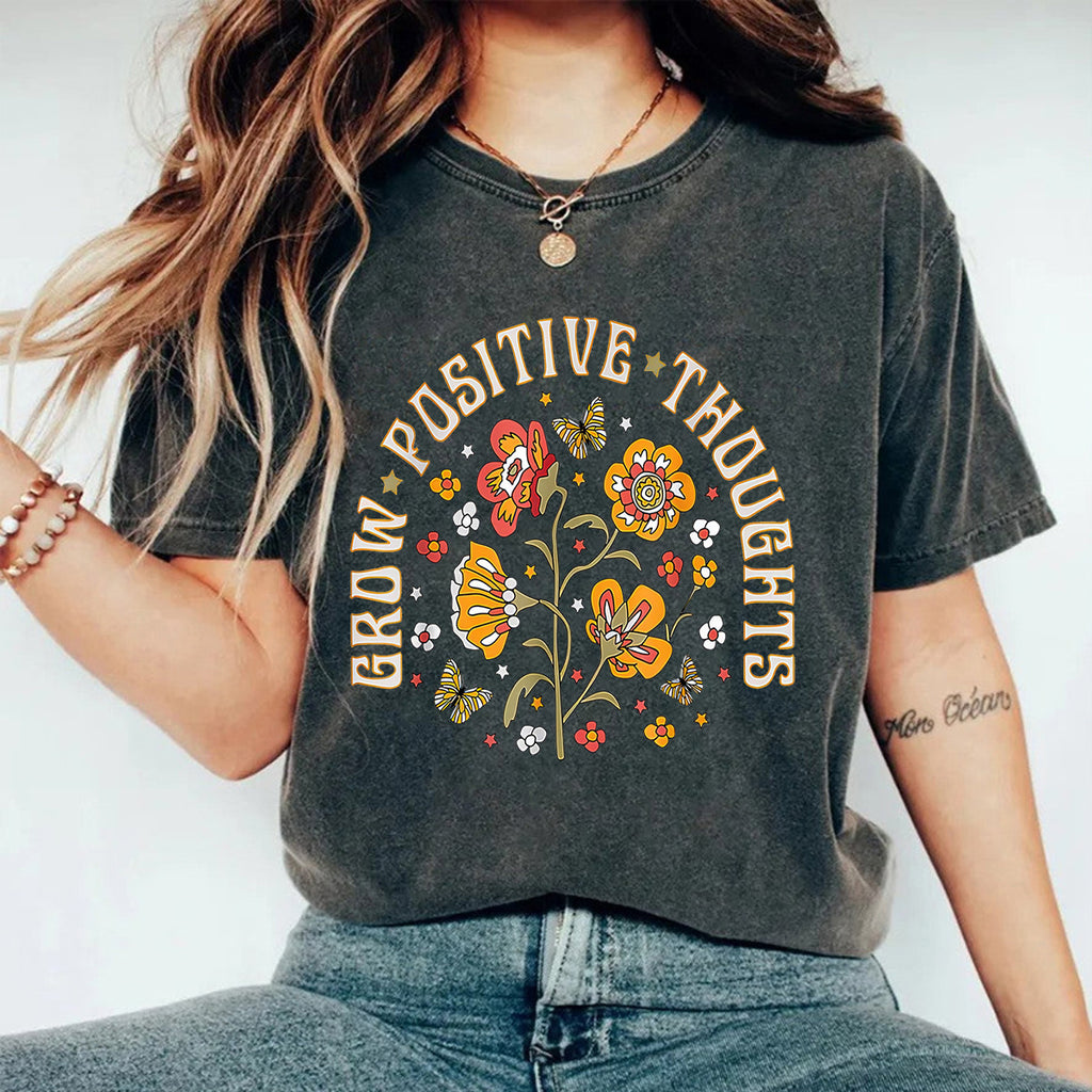 T-shirt délavé GROW POSITIVE