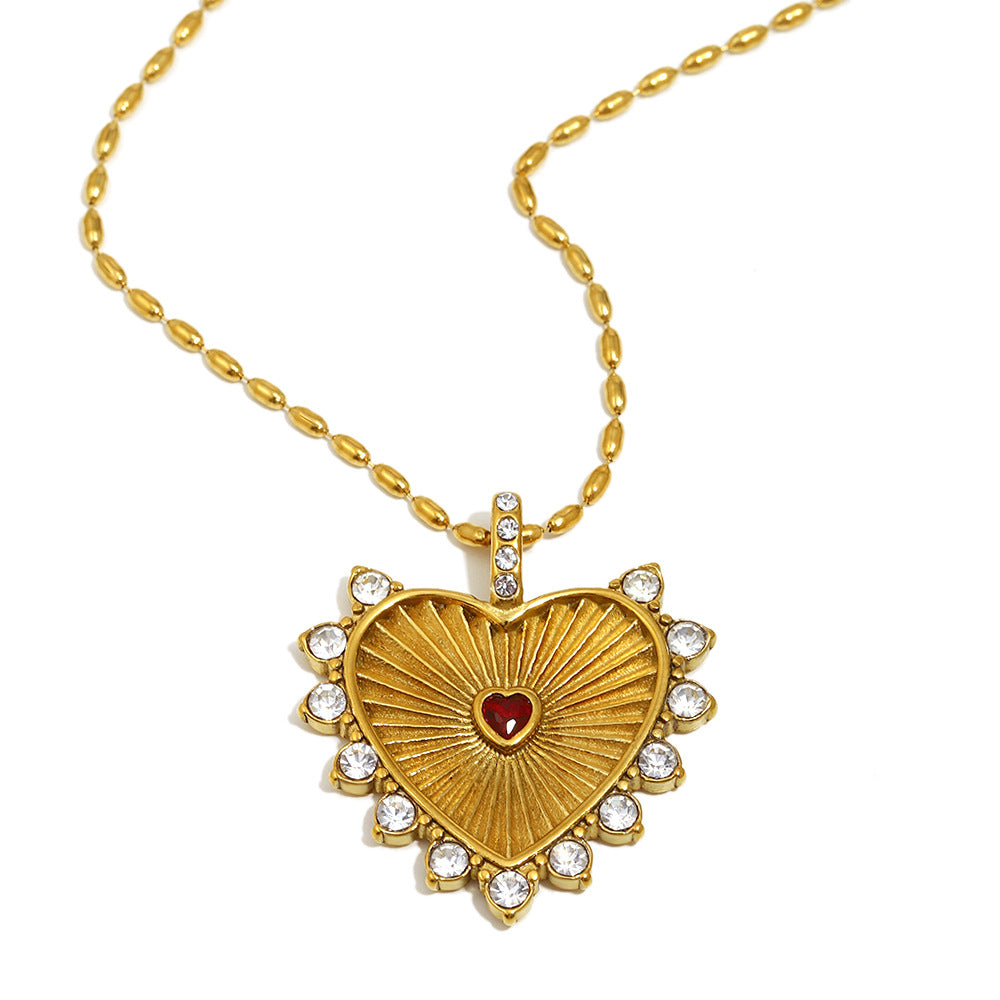 Collier cœur en acier inoxydable plaqué or 18 carats | LSDJ