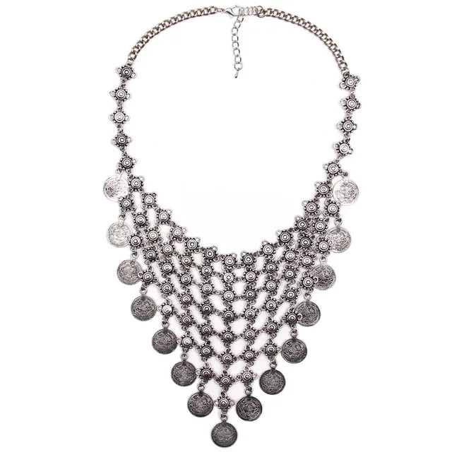 Collier argenté vintage à pendentifs