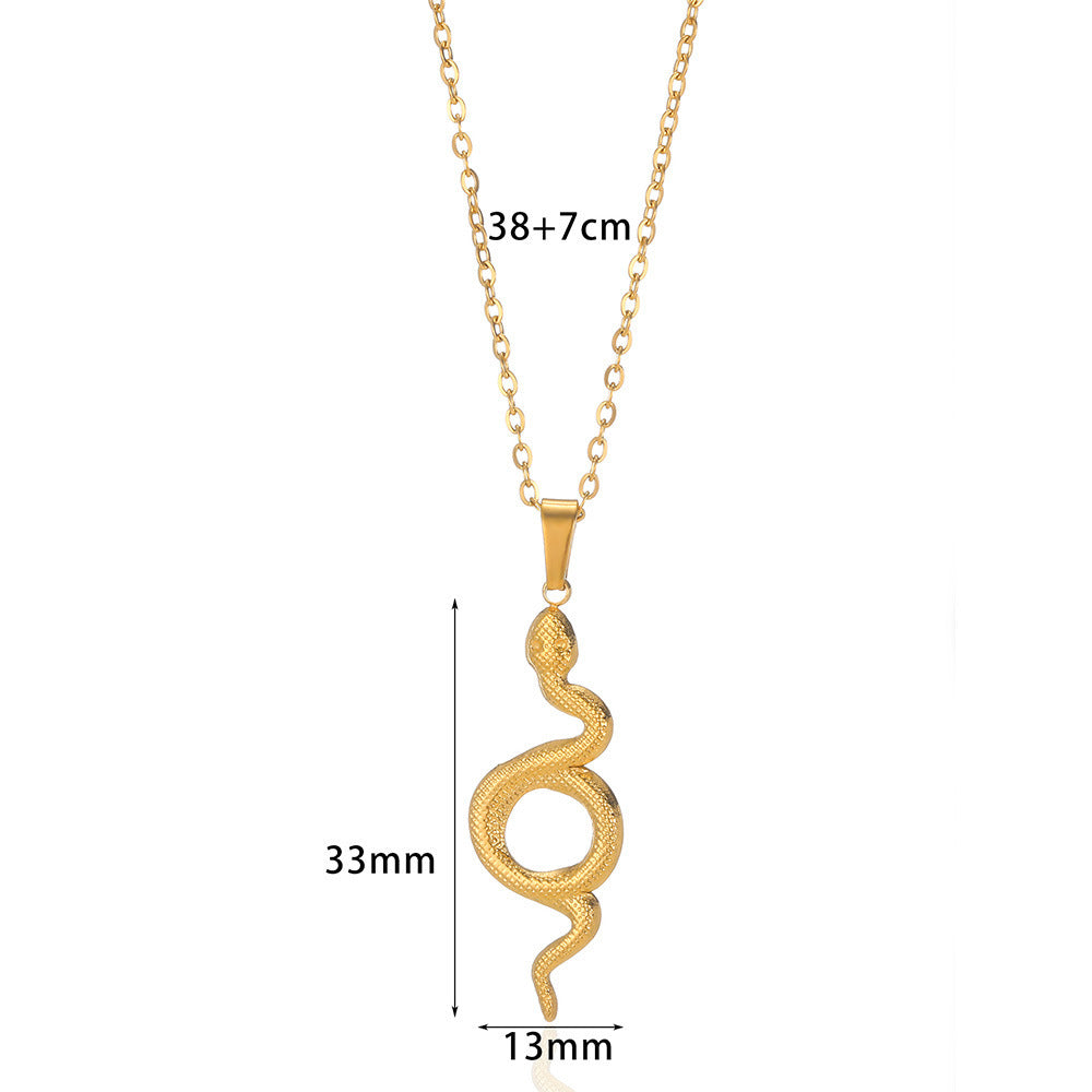 Collier pendentif serpent doré rétro