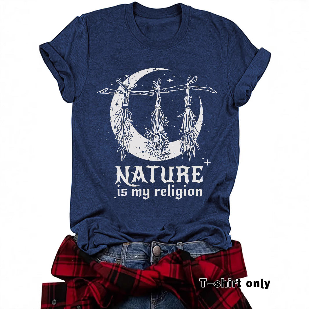 T-shirt imprimé à motif céleste de sorcière