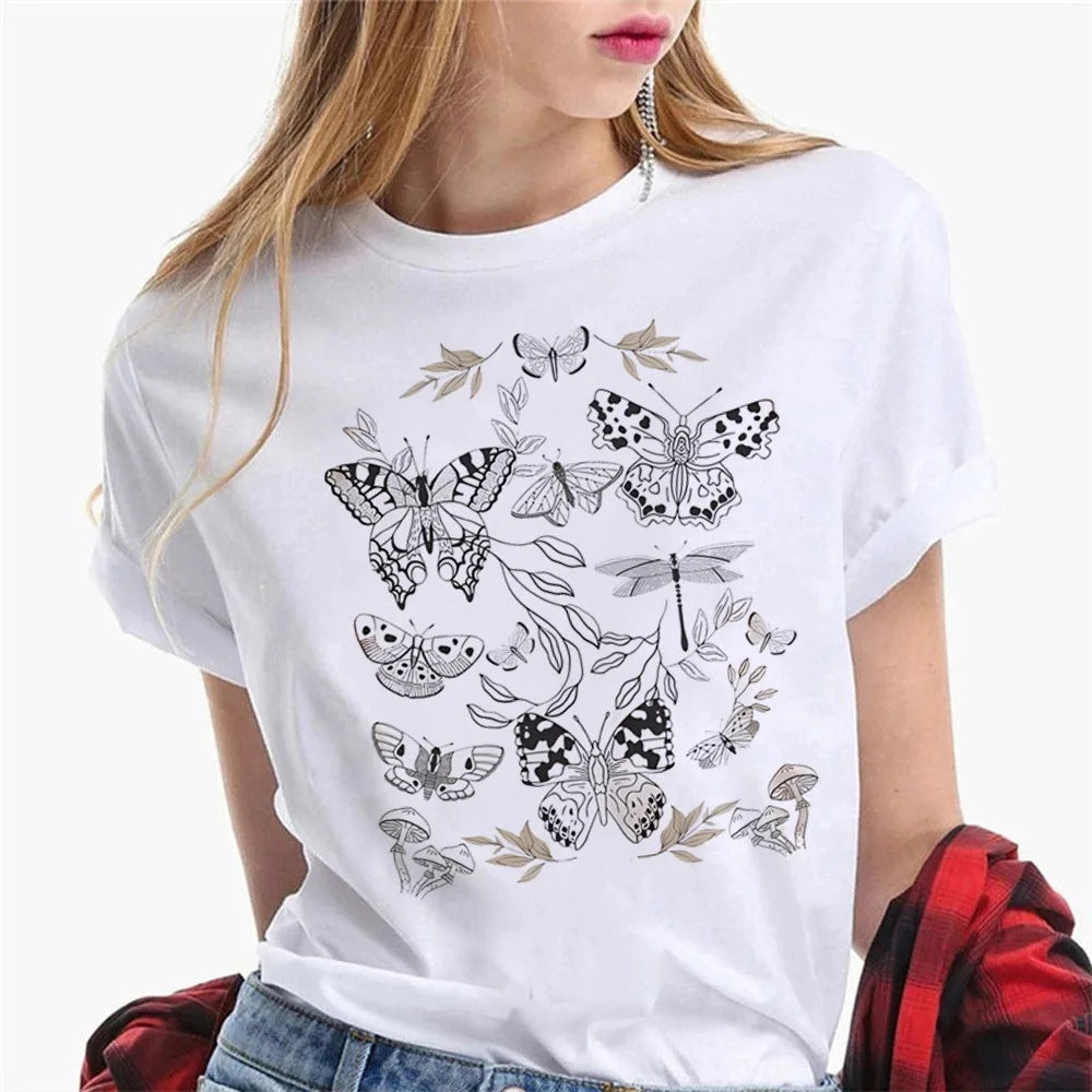 T-shirt graphique en coton à col rond