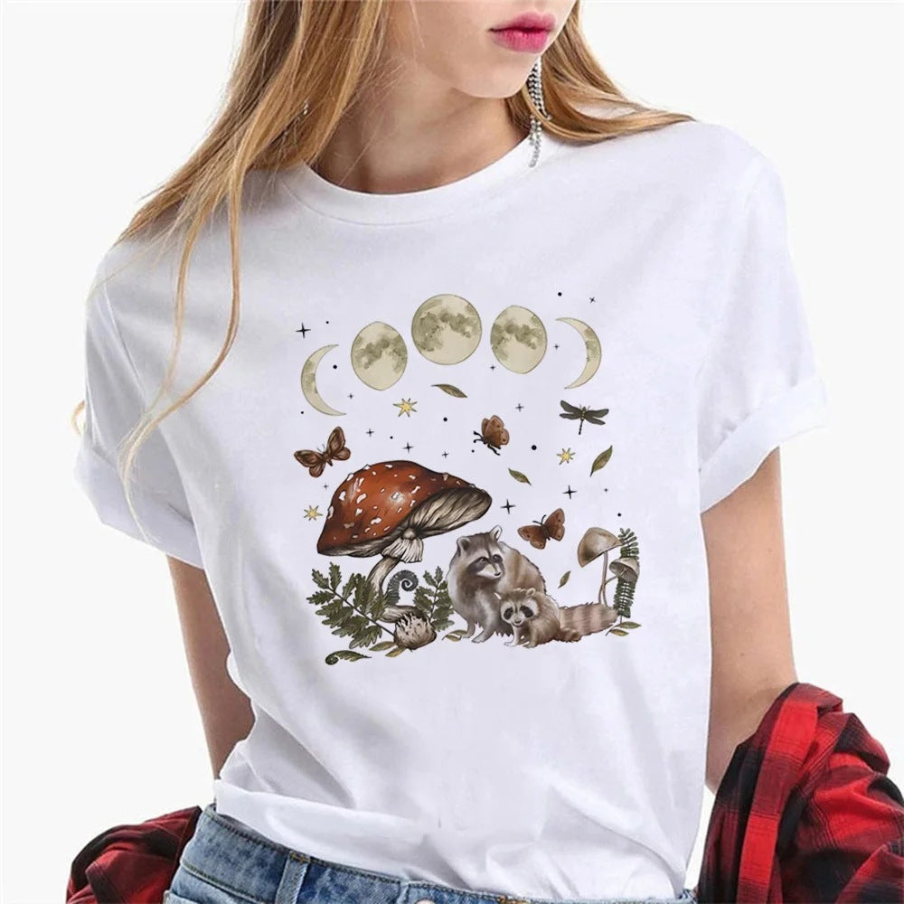 T-shirt graphique en coton à col rond