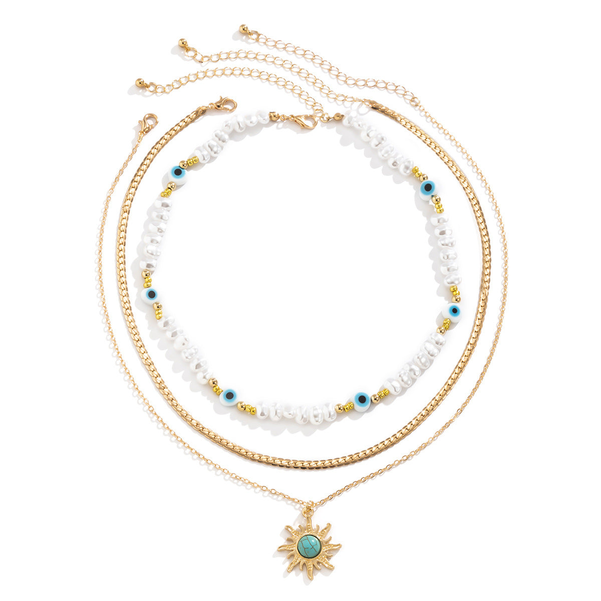 Collier vintage à pendentif œil turquoise