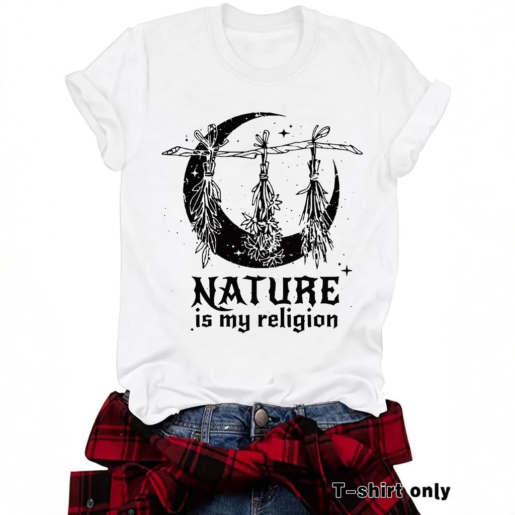 T-shirt imprimé à motif céleste de sorcière