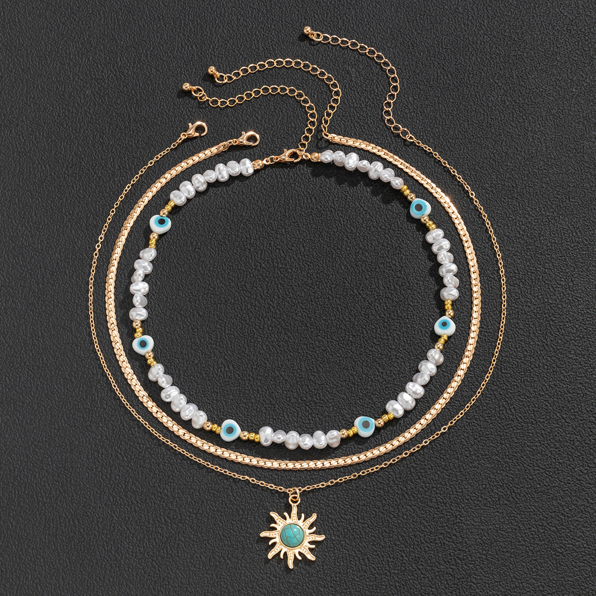 Collier vintage à pendentif œil turquoise