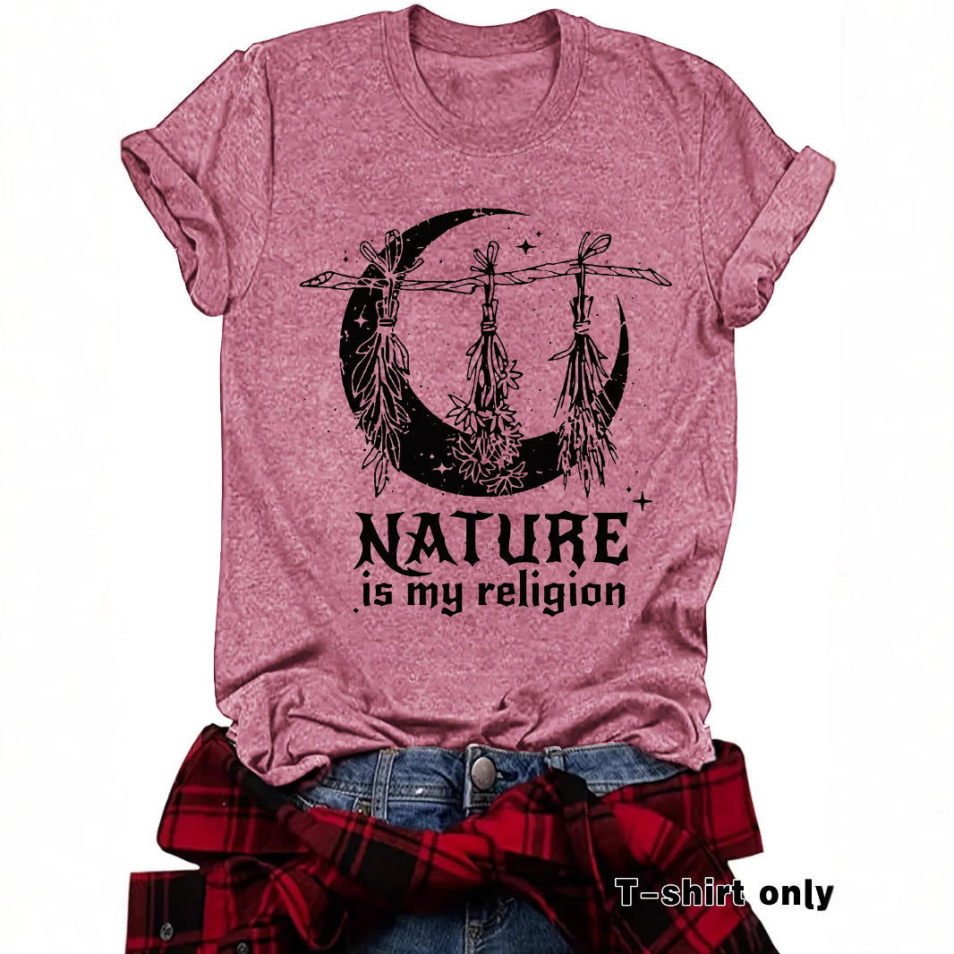 T-shirt imprimé à motif céleste de sorcière